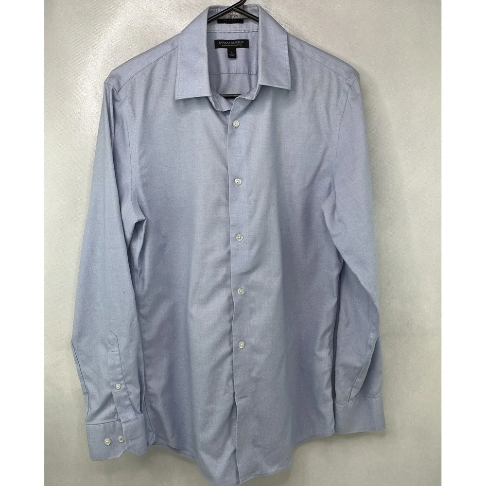 Banana Republic 100% Cotton Non-Iron Slim Fit Button Up Shirt Men's Small